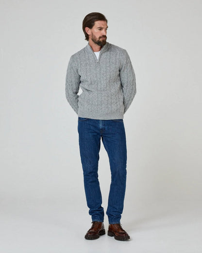 Oliver Sweeney Darlington Mens 1/4 Zip Lambswool Jumper - Grey