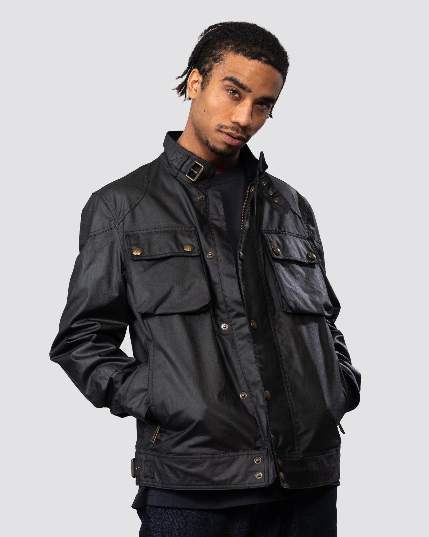 Belstaff Racemaster Mens Waxed Cotton Compact Field Jacket - Dark Navy