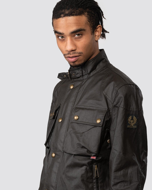 Belstaff Racemaster Mens Waxed Cotton Compact Field Jacket - Faded Olive