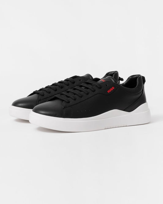 HUGO Blake Tenn Mens Leather Trainers with Branded Quarter - Black 001