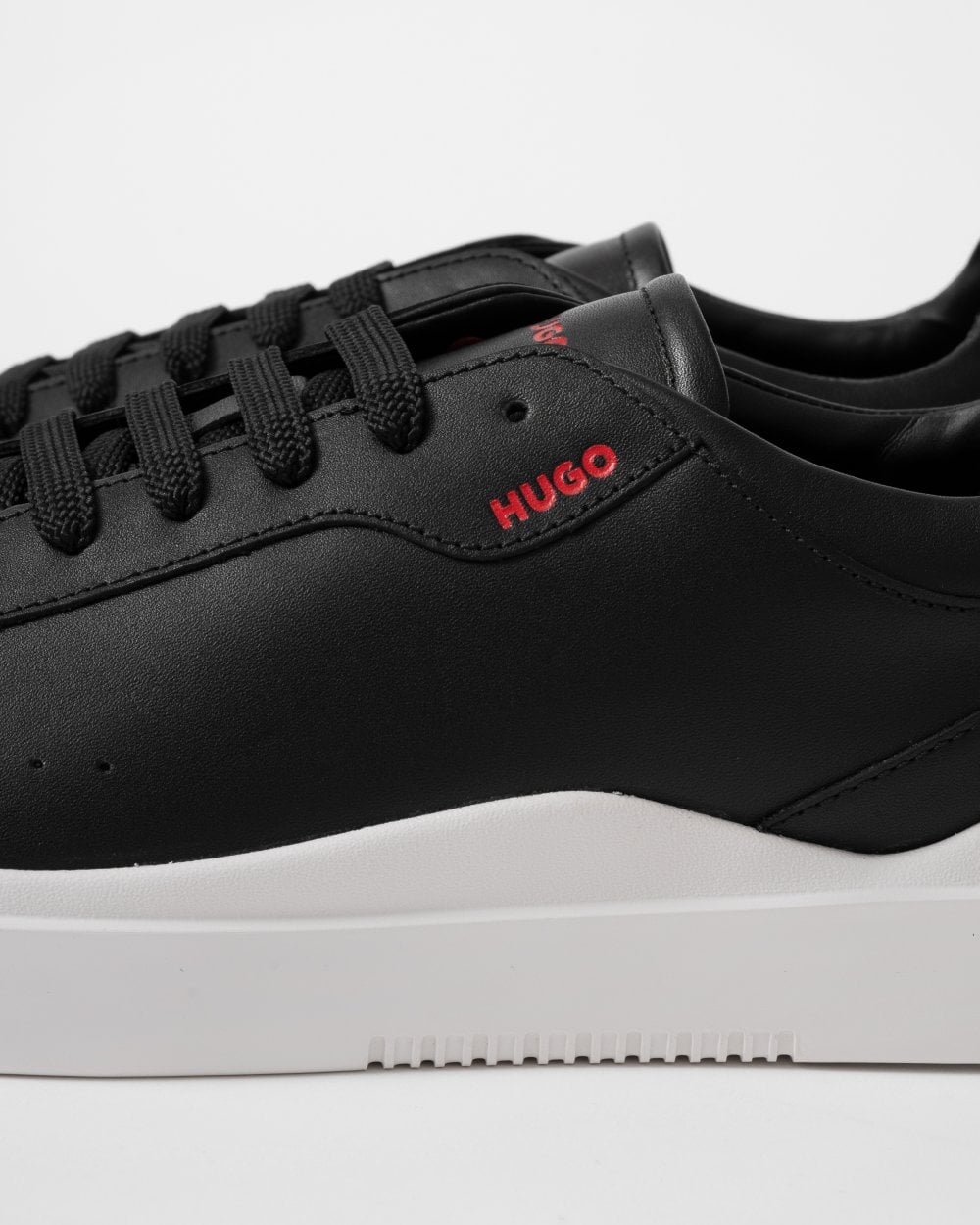 HUGO Blake Tenn Mens Leather Trainers with Branded Quarter - Black 001