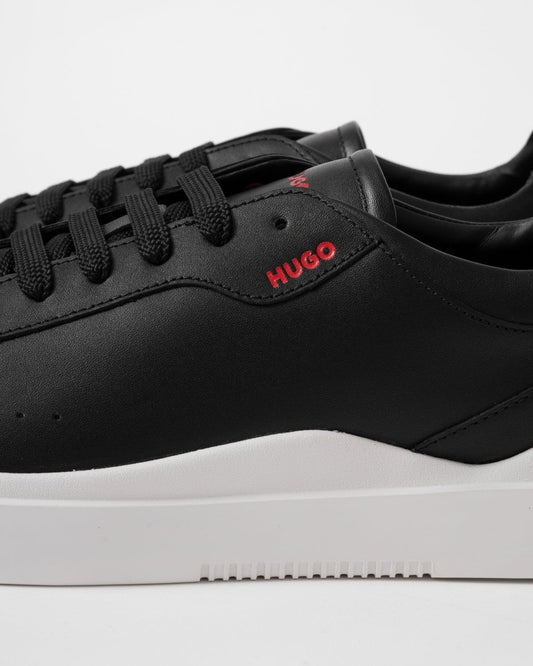 HUGO Blake Tenn Mens Leather Trainers with Branded Quarter - Black 001