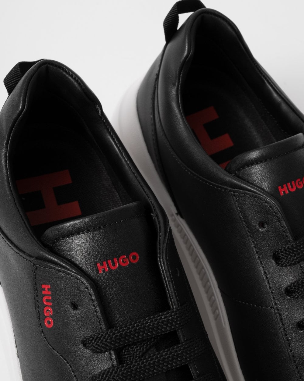 HUGO Blake Tenn Mens Leather Trainers with Branded Quarter - Black 001
