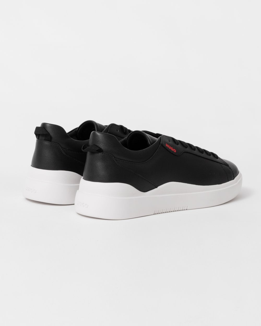 HUGO Blake Tenn Mens Leather Trainers with Branded Quarter - Black 001