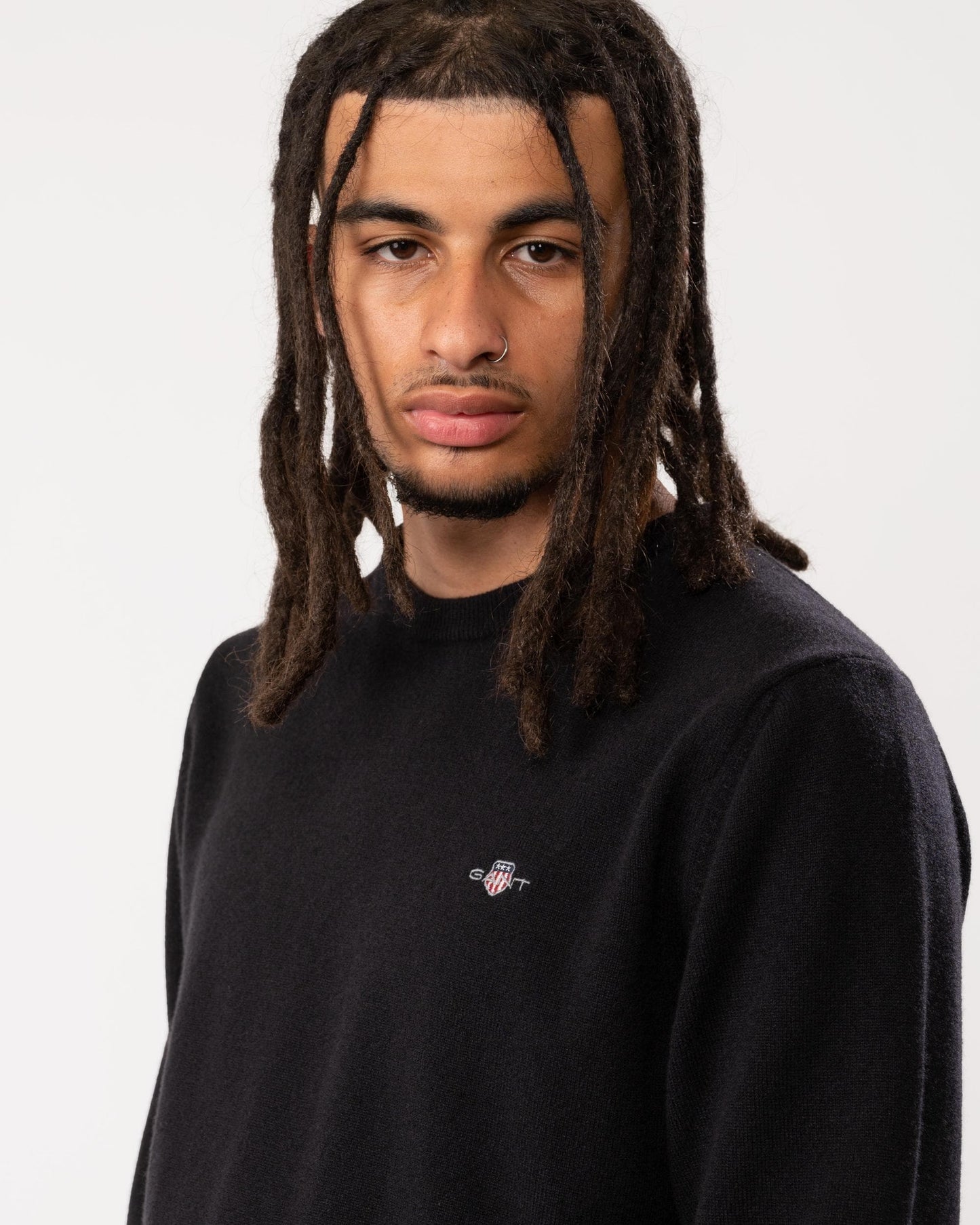 GANT Mens Superfine Lambswool Crew Neck Jumper - 5 Black