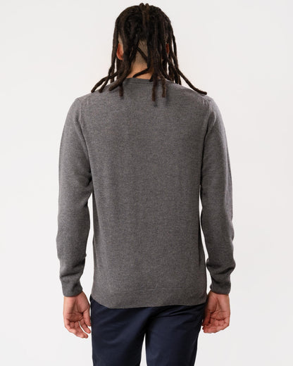 GANT Mens Superfine Lambswool Crew Neck Jumper - 90 Charcoal Melange