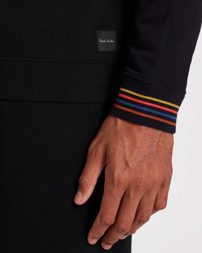 Paul Smith Mens Long Sleeve Lounge Top with Artist Stripe Cuffs - 79 Black
