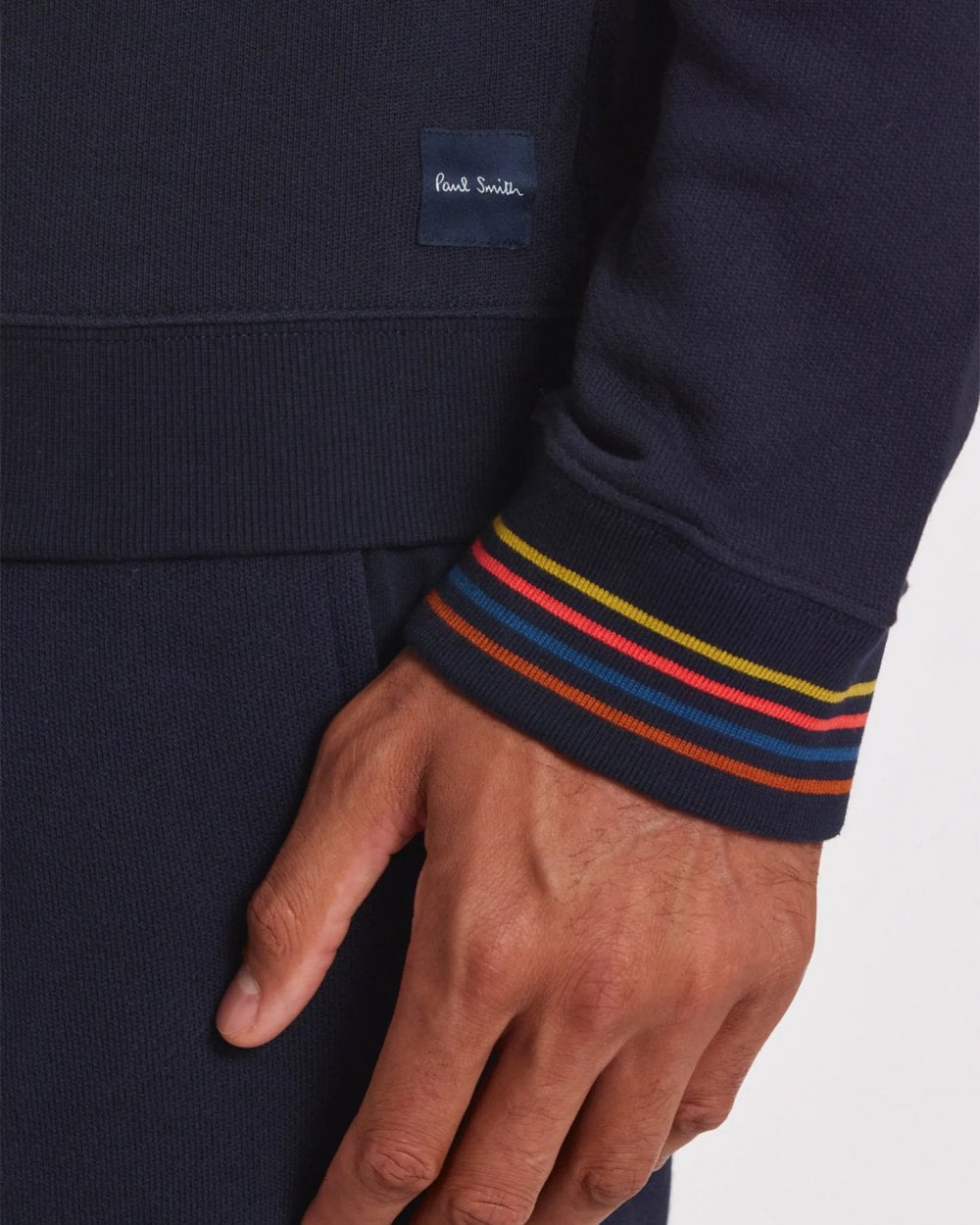 Paul Smith Mens Long Sleeve Lounge Top with Artist Stripe Cuffs - 48 Inky Blue