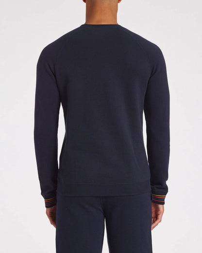 Paul Smith Mens Long Sleeve Lounge Top with Artist Stripe Cuffs - 48 Inky Blue