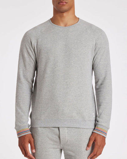 Paul Smith Mens Long Sleeve Lounge Top with Artist Stripe Cuffs - 70 Grey