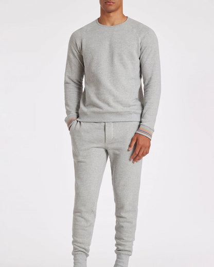 Paul Smith Mens Long Sleeve Lounge Top with Artist Stripe Cuffs - 70 Grey