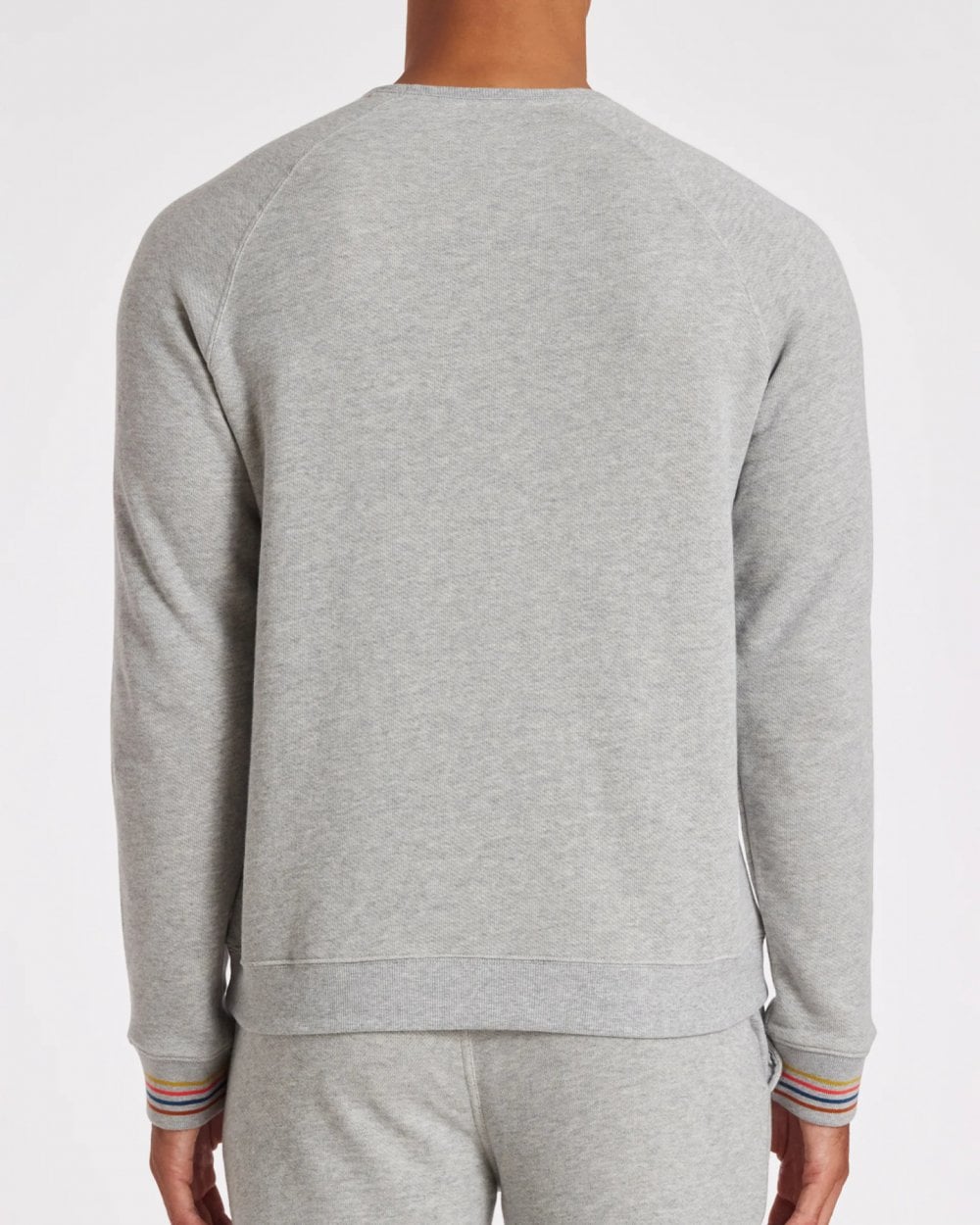 Paul Smith Mens Long Sleeve Lounge Top with Artist Stripe Cuffs - 70 Grey
