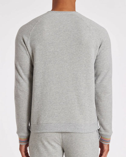 Paul Smith Mens Long Sleeve Lounge Top with Artist Stripe Cuffs - 70 Grey