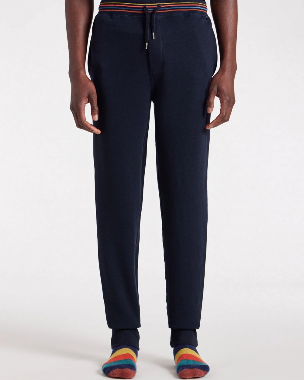 Paul Smith Mens Cotton Jersey Lounge Pants with Artist Stripe Waistband - 48 Inky Blue