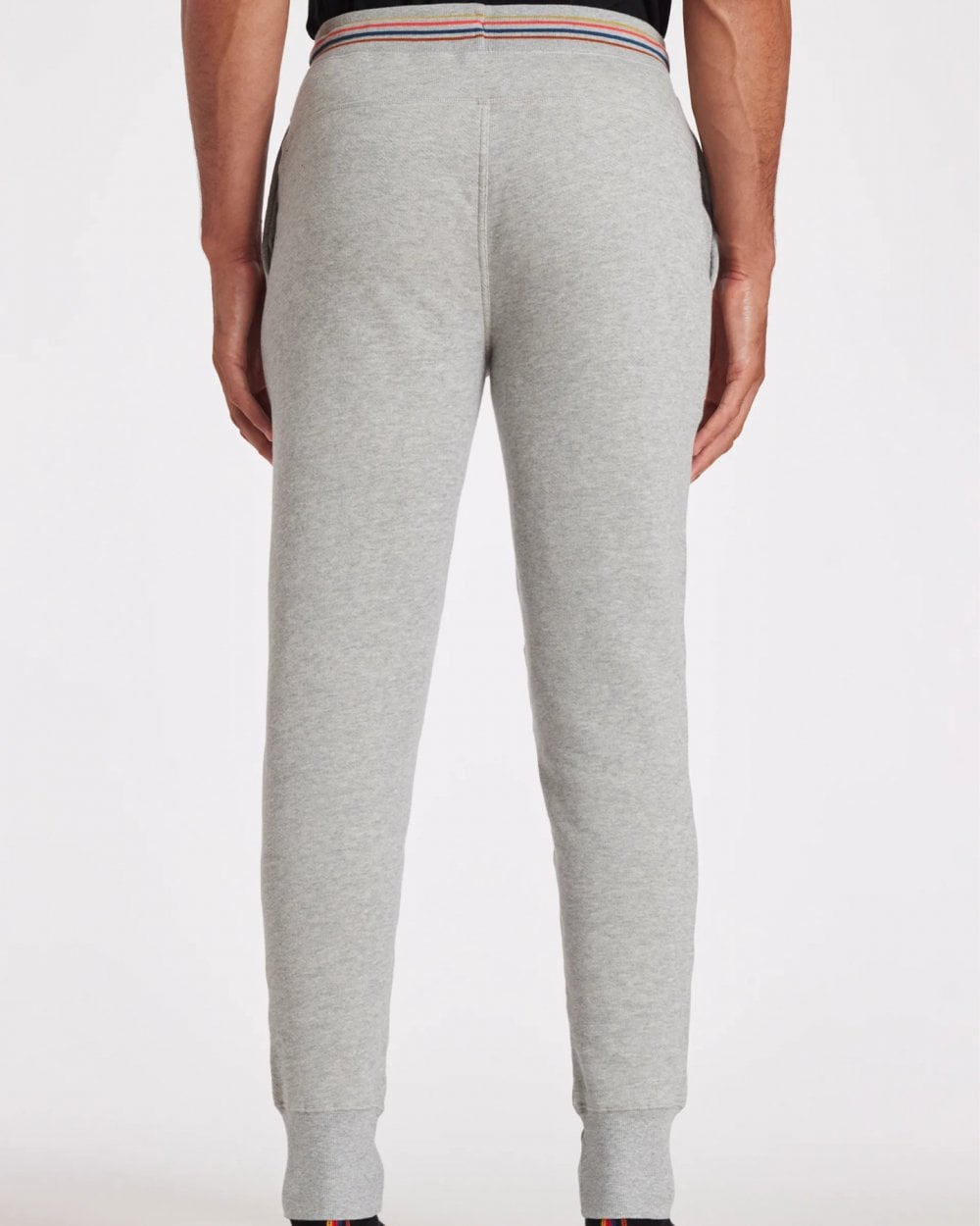 Paul Smith Mens Cotton Jersey Lounge Pants with Artist Stripe Waistband - 70 Grey