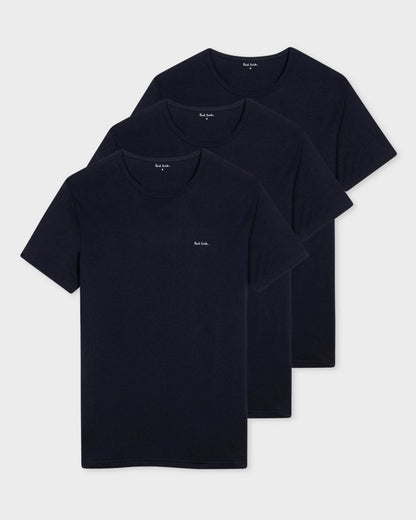 Paul Smith 3 Pack Mens Script Logo T-Shirts - 47 Navy