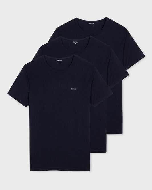 Paul Smith 3 Pack Mens Script Logo T-Shirts - 47 Navy
