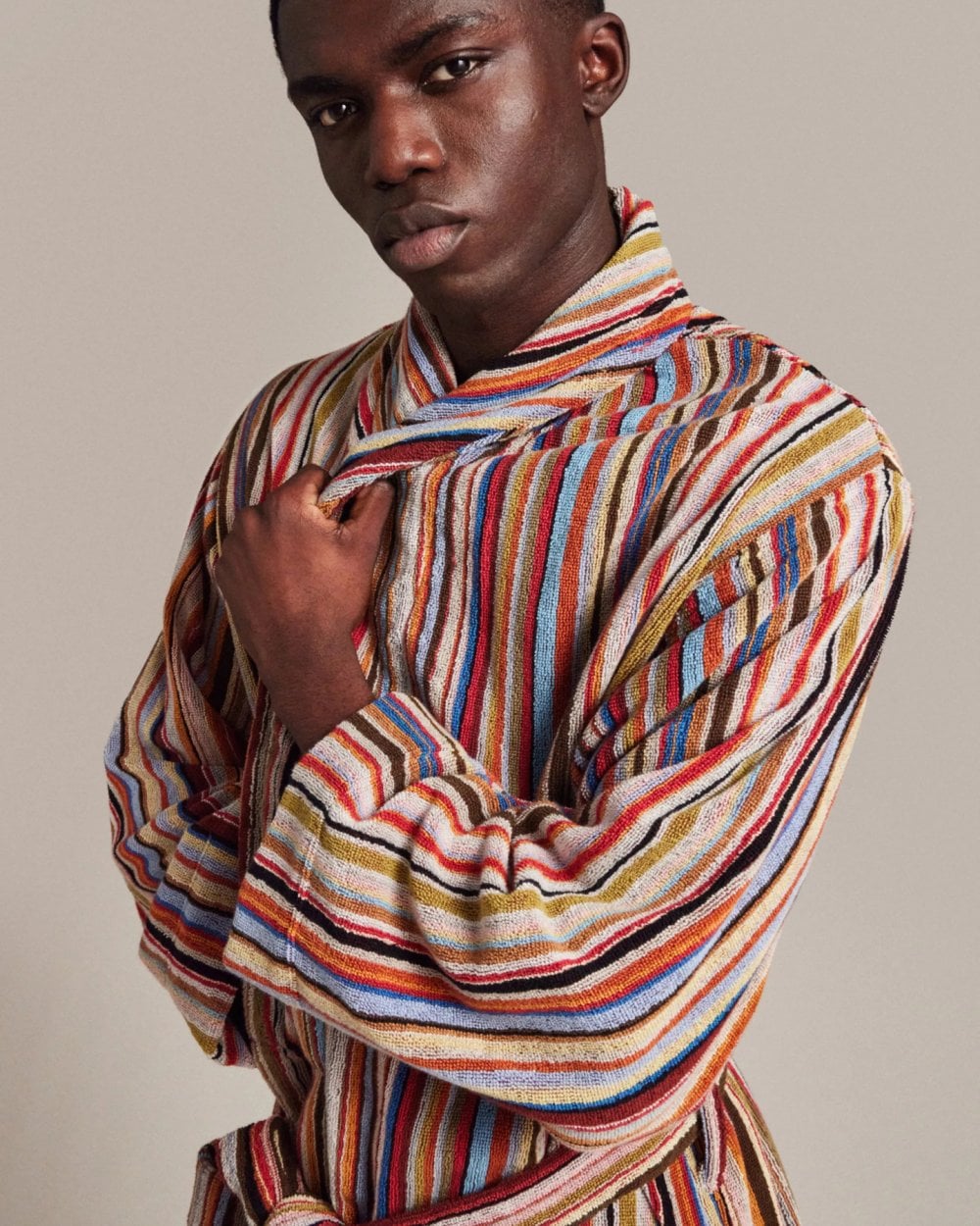 paul smith cotton dressing gown Paul Smith Multicolor 'Signature Stripe' Woven Cotton Robe