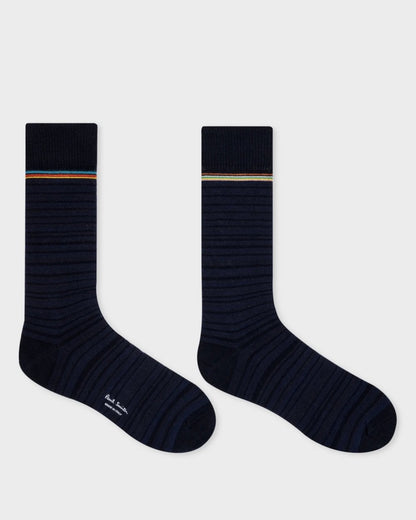 Paul Smith Mens Shadow Stripe Socks - 47 Navy