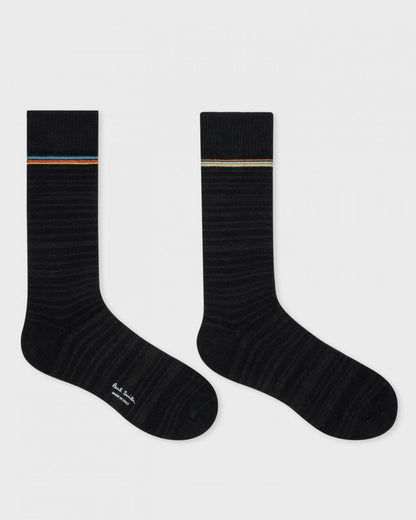 Paul Smith Mens Shadow Stripe Socks - 79 Black