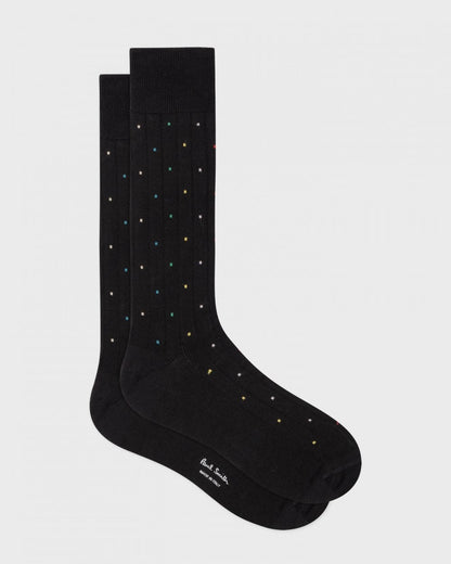 Paul Smith Mens Cotton-Blend Multi Colour Polka Dot Socks - 79 Black