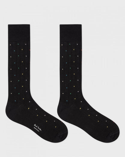 Paul Smith Mens Cotton-Blend Multi Colour Polka Dot Socks - 79 Black