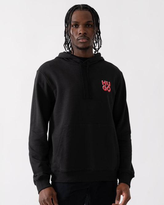 HUGO HUGO Dimonihood Mens Cotton-Terry Pullover Hoodie with Stacked Logo Print