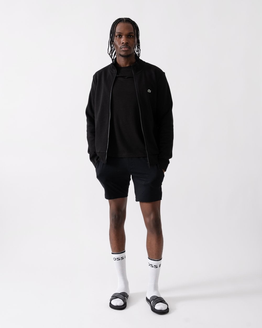 Lacoste Regular Fit Brushed Fleece Mens Zippered Sweatshirt - Black 031