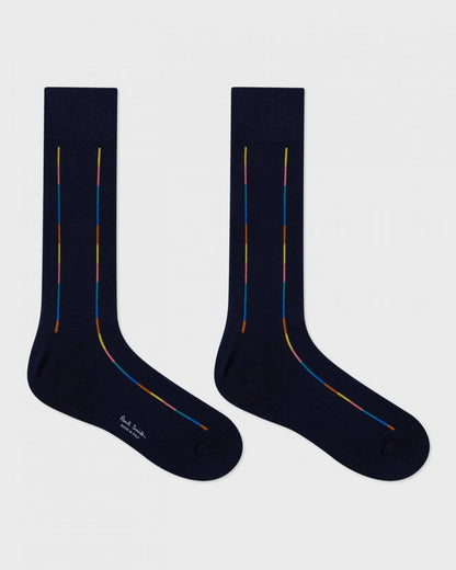 Paul Smith Mens Thin Artist Stripe Socks - 47 Navy