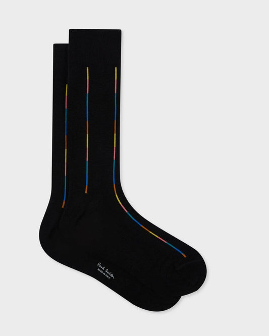 Paul Smith Mens Thin Artist Stripe Socks - 79 Black