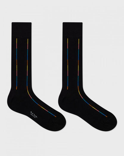 Paul Smith Mens Thin Artist Stripe Socks - 79 Black