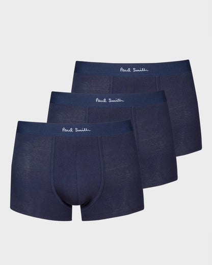 Paul Smith 3 Pack Mens Plain Trunks with Script Logo Waistband