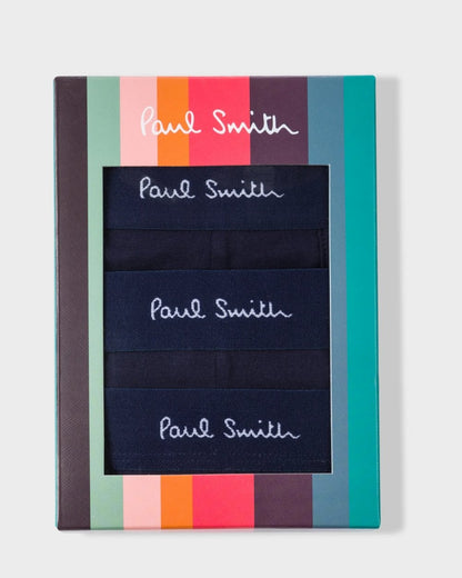 Paul Smith 3 Pack Mens Plain Trunks with Script Logo Waistband - 47 Navy