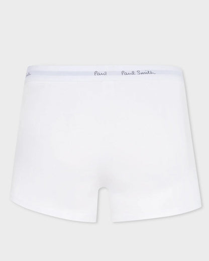 Paul Smith 3 Pack Mens Plain Trunks with Script Logo Waistband - 01 White