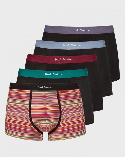 Paul Smith Paul Smith 5-Pack Mens Organic Cotton Signature Stripe Mixed Boxer Briefs