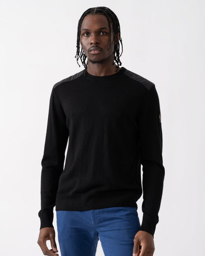 Belstaff Kerrigan Mens Merino Wool Crew Neck Jumper - Black