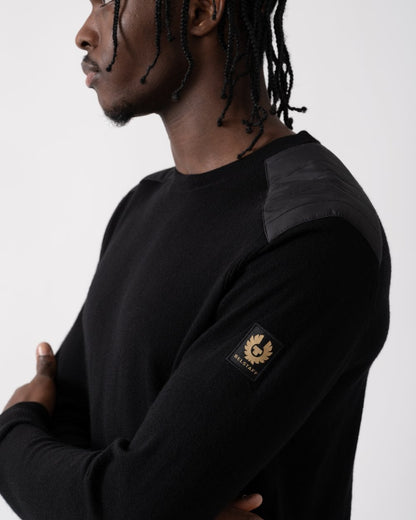 Belstaff Kerrigan Mens Merino Wool Crew Neck Jumper - Black