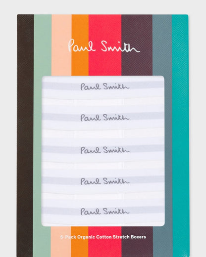 Paul Smith 5-Pack Mens Organic Cotton Boxer Briefs - 01 White