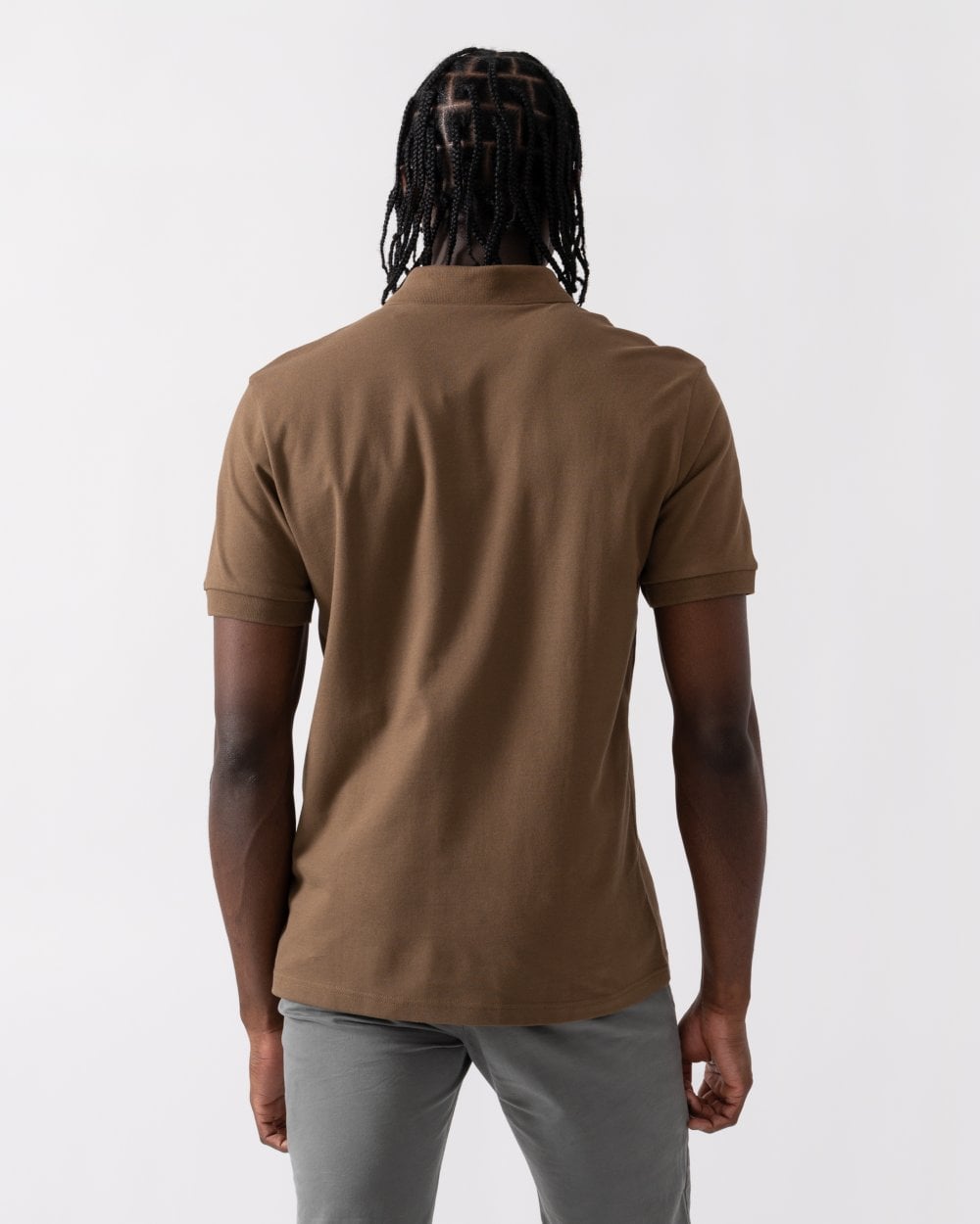 BOSS Orange Passenger Mens Stretch-Cotton Slim-Fit Polo Shirt with Logo Patch - Open Brown 243