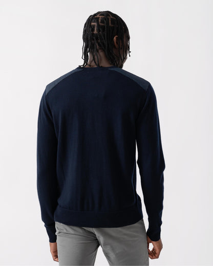 Belstaff Kerrigan Mens Merino Wool Crew Neck Jumper - Washed Navy
