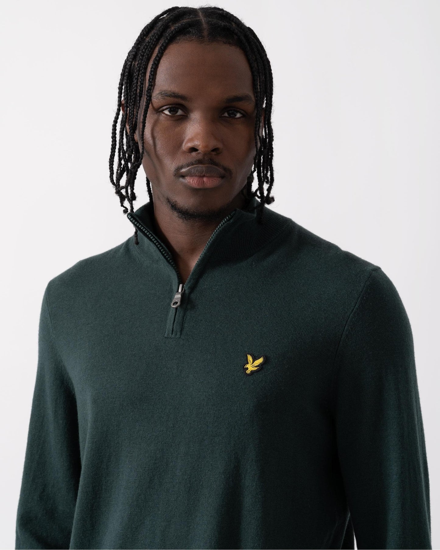 Lyle & Scott Cotton Merino Mens Quarter Zip Jumper - X311 Argyle Teal