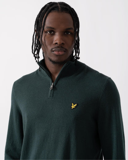 Lyle & Scott Cotton Merino Mens Quarter Zip Jumper - X311 Argyle Teal