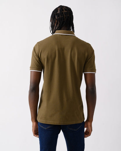 BOSS Orange Passertip Mens Short Sleeve Polo Shirt With Tipped Collar - Open Green 368