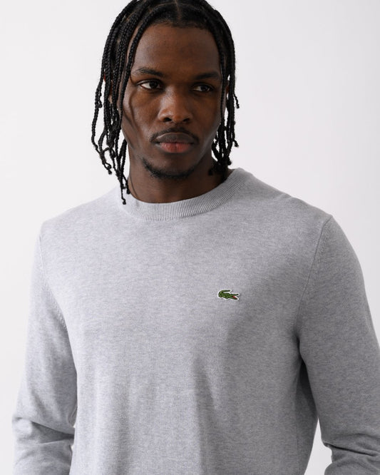 Lacoste Mens Organic Cotton Crew Neck Sweater - Silver Chine CCA