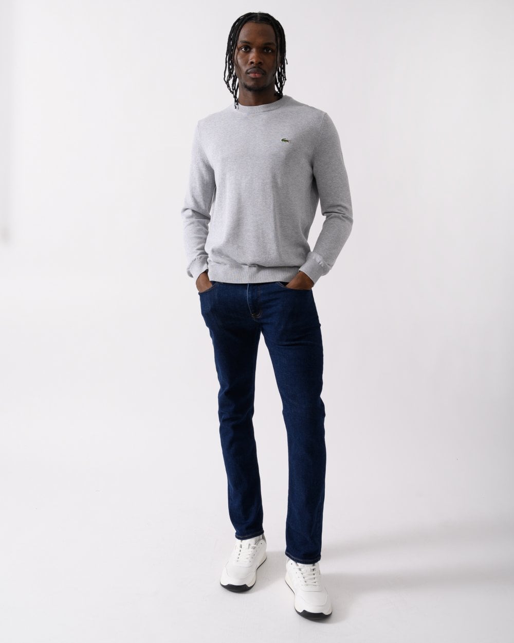 Lacoste Mens Organic Cotton Crew Neck Sweater - Silver Chine CCA
