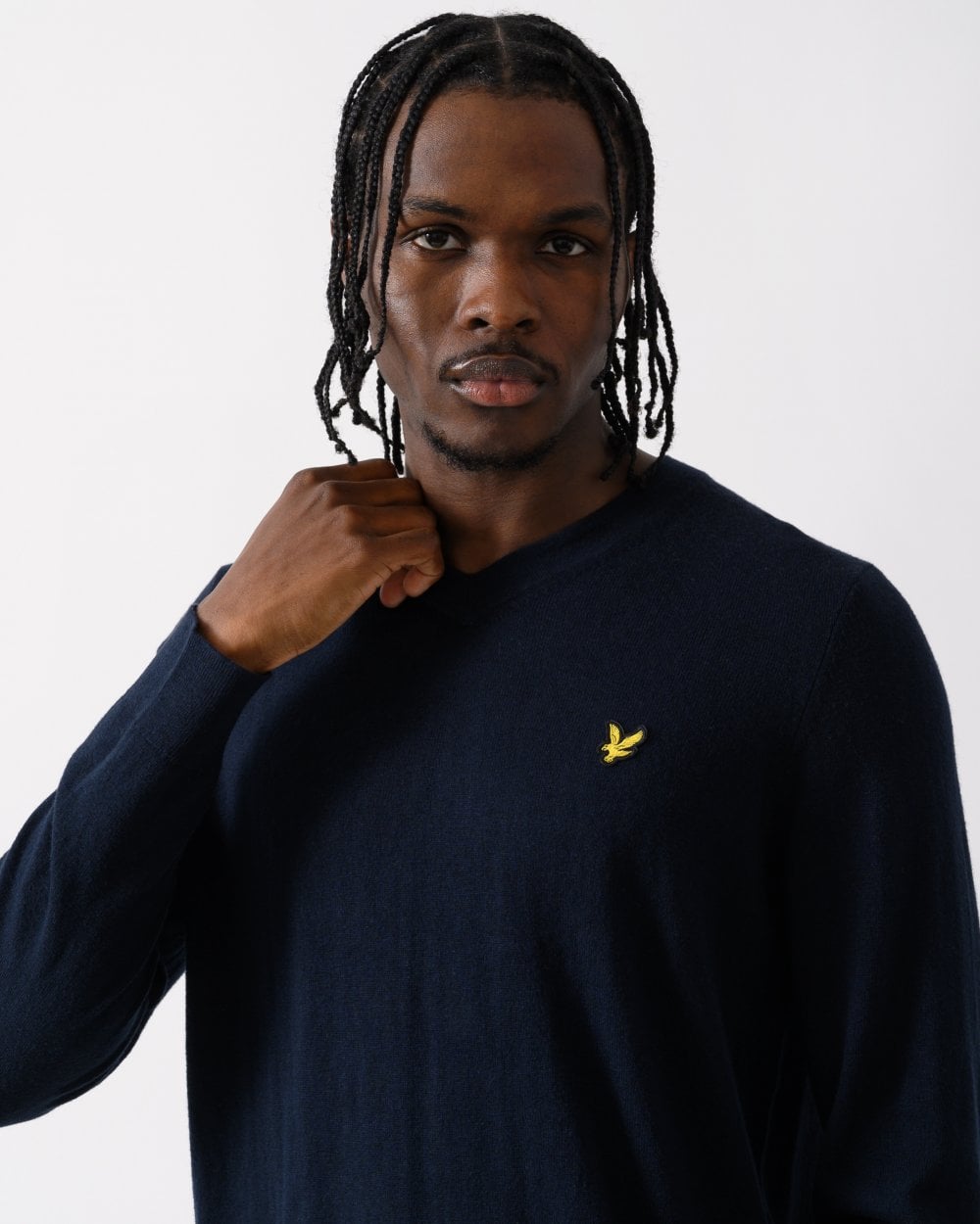 Lyle & Scott Cotton Merino Mens V-Neck Jumper - Z271 Dark Navy