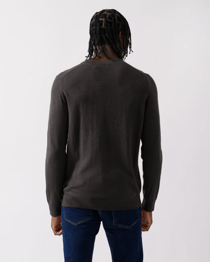 Lyle & Scott Cotton Merino Mens V-Neck Jumper - W635 Gunmetal