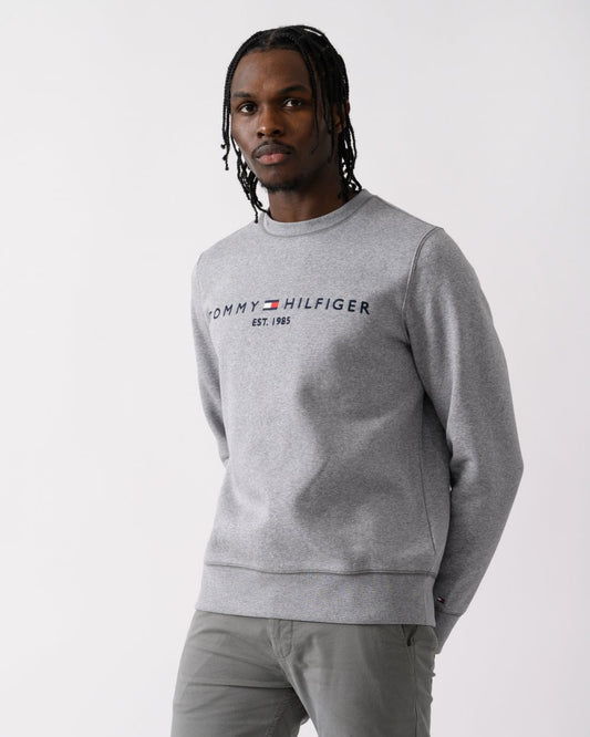 Tommy Hilfiger Tommy Logo Mens Sweatshirt - Medium Grey Heather - CHO - Designer Mens Sweatshirts