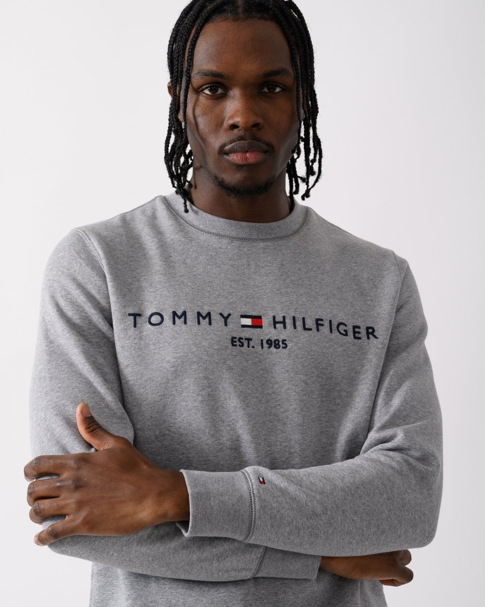 Tommy Hilfiger Tommy Logo Mens Sweatshirt - Medium Grey Heather