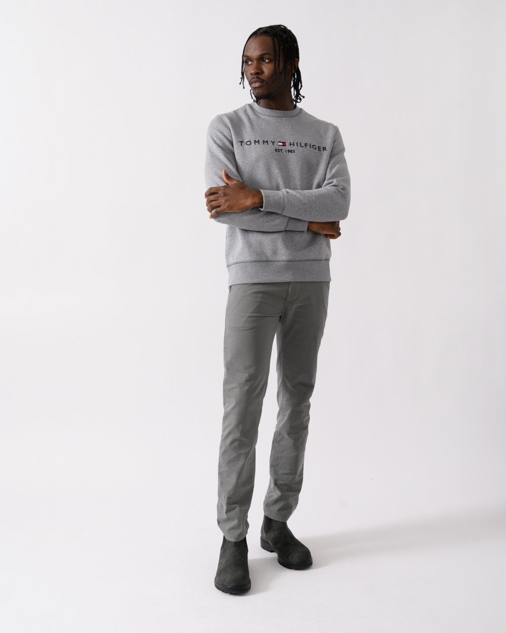 Tommy Hilfiger Tommy Logo Mens Sweatshirt - Medium Grey Heather